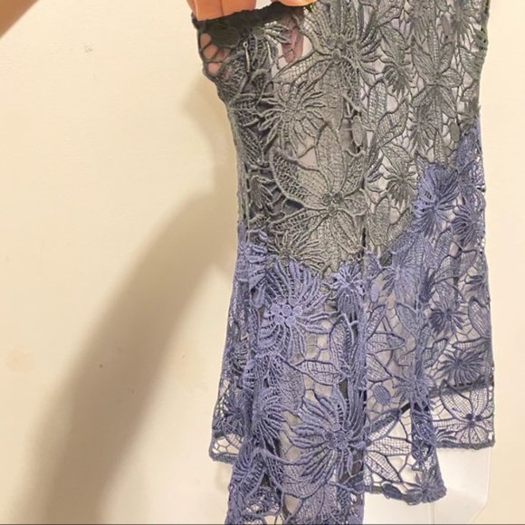 Anthropologie Deletta Garden Guise lace Floral Asymmetrical Blouse Medium - Picture 6 of 12